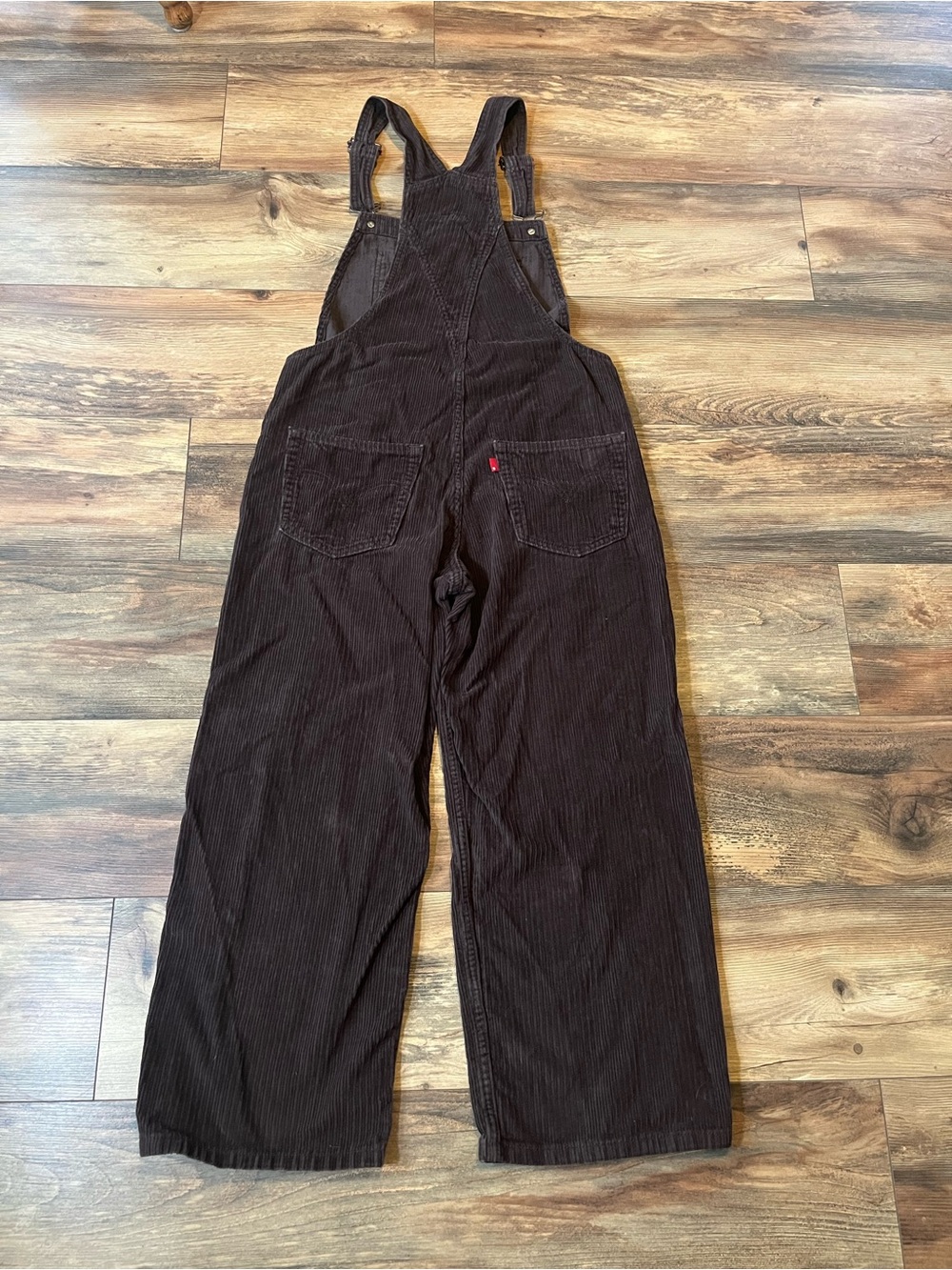 Levi’s Premium Corduroy Overalls Women’s S Brown Wide Leg Bib Overall Gorpcore - Picture 5 of 12